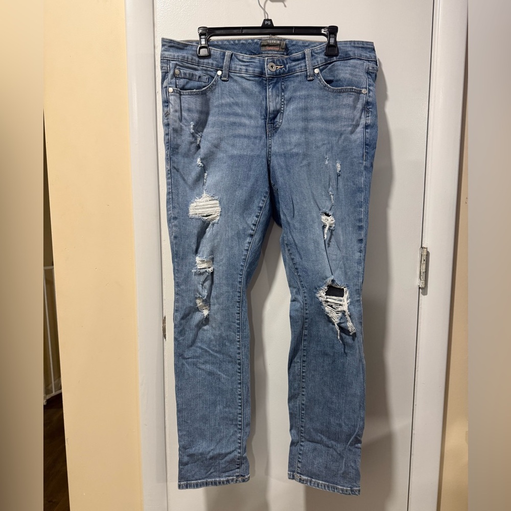 Torrid Casual Blue Ripped Boyfriend Jeans